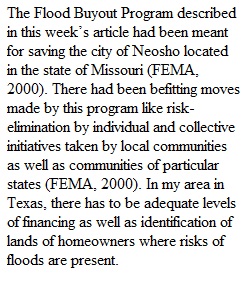 Discussion Group Two Flood Buyout Program